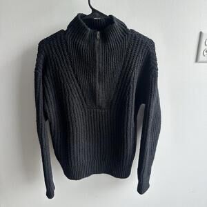 Gap Women's Knit Quarter Zip Sweater Charcoal Gray Black S Tall